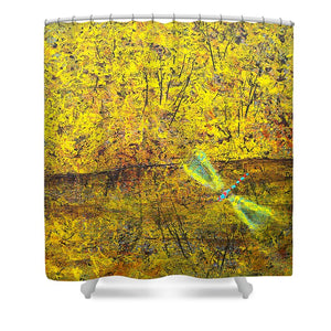 Dragonfly Above Water - Shower Curtain