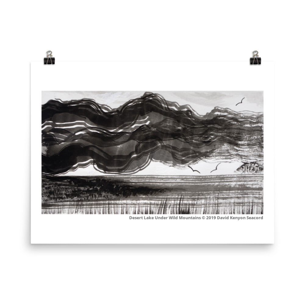 Desert Lake Under Wild Mountains 18" x 24" Poster
