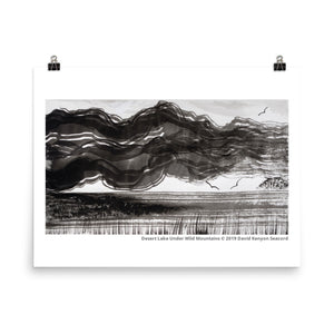 Desert Lake Under Wild Mountains 18" x 24" Poster