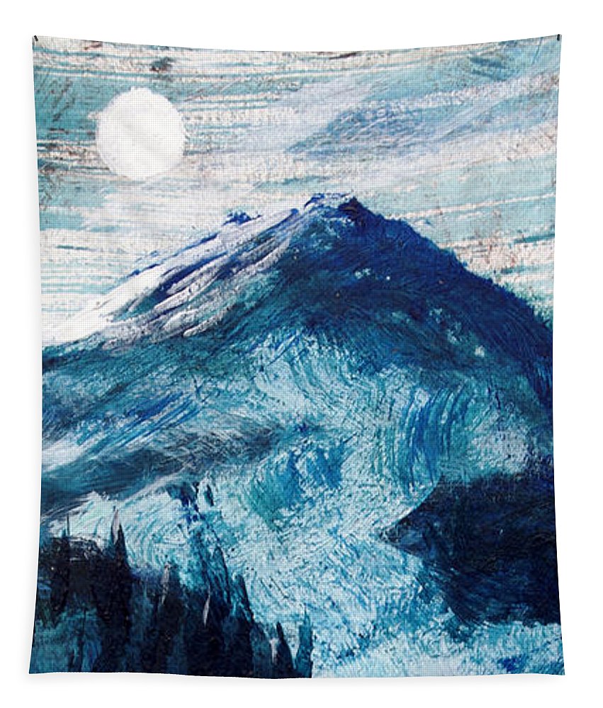 Moon Over a Mountain Glacier - Tapestry