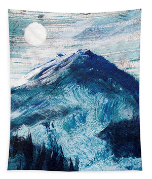 Moon Over a Mountain Glacier - Tapestry
