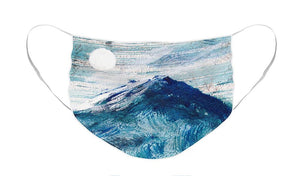 Moon Over a Mountain Glacier - Face Mask