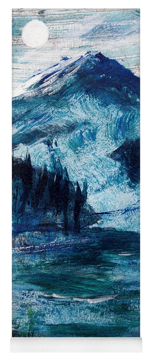 Moon Over a Mountain Glacier - Yoga Mat