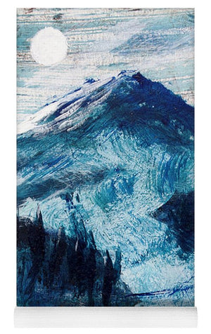 Moon Over a Mountain Glacier - Yoga Mat