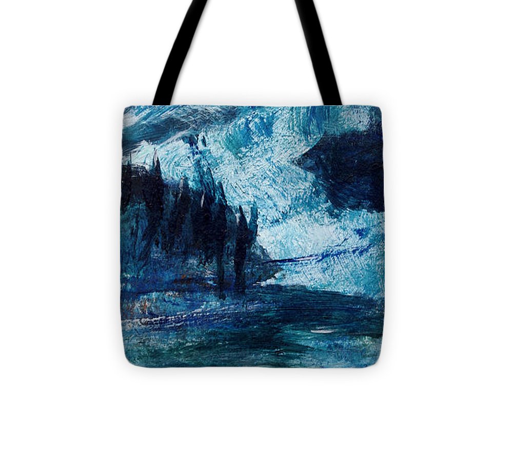 Moon Over a Mountain Glacier - Tote Bag