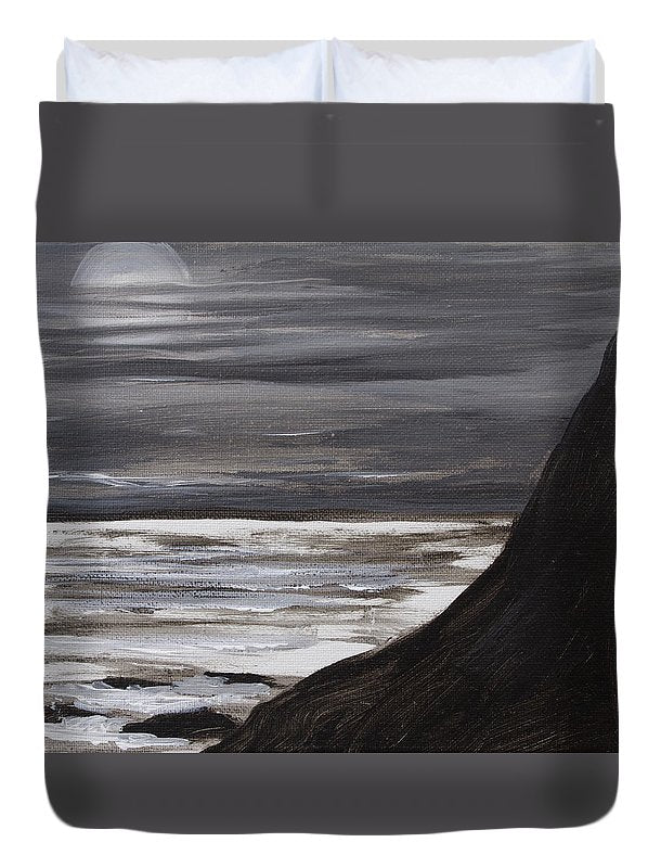 Moon Setting Over Big Sur - Duvet Cover