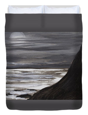 Moon Setting Over Big Sur - Duvet Cover