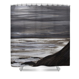Moon Setting Over Big Sur - Shower Curtain