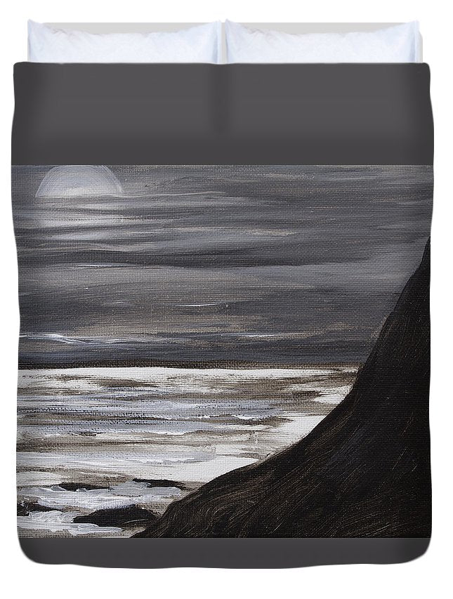 Moon Setting Over Big Sur - Duvet Cover